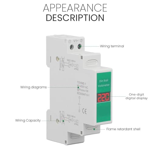 Din Rail Voltmeter Digital AC Voltmeter Intelligent LCD 1 Phase 60-450V Din Rail Voltmeter Simple And Clear Operation Interface Design Can Achieve Functions Relevant - Image 3