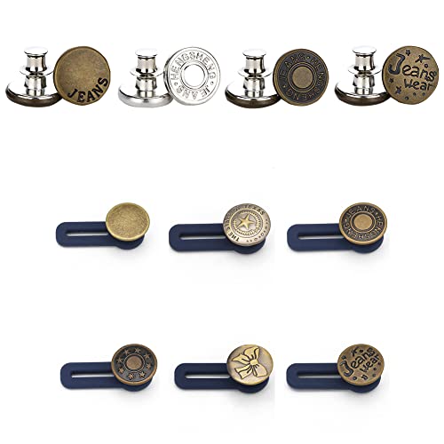 Bouton Jean, Bouton Metal, Bouton Pantalon Ajustable, Bouton Pantalon Extensible, Bouton Jean Amovible, Bouton élastique pour la réparation de vêtements, denims, vestes, jupes, 10 Pièces