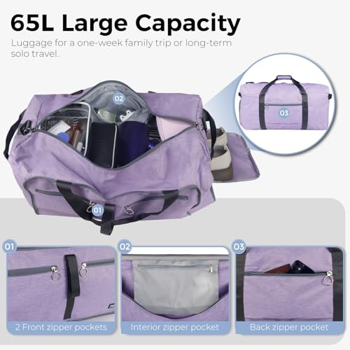 Image of Fmeida 65L Duffle Bag Foldable Travel Duffel Bags for Men Women Travel Bag