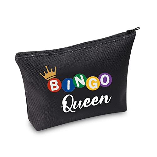 Mbmso Bingo Queen Makeup Bag Bingo Lover Gifts Funny Bingo Gifts Bingo Travel Bag Bingo Game Gifts (Bingo Queen Black) #TOP1