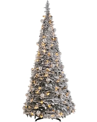 Pre Decorated Pop-Up Snow Flocked Christmas Tree 150 Warm White LED