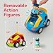 Prextex 2 Pack Cartoon Remote Control Cars for Toddlers - Police Car and Race Car with Steering Wheel Controllers and Lights - Different Frequencies So Both Can Race Together - Toddler Gift 18+ Months