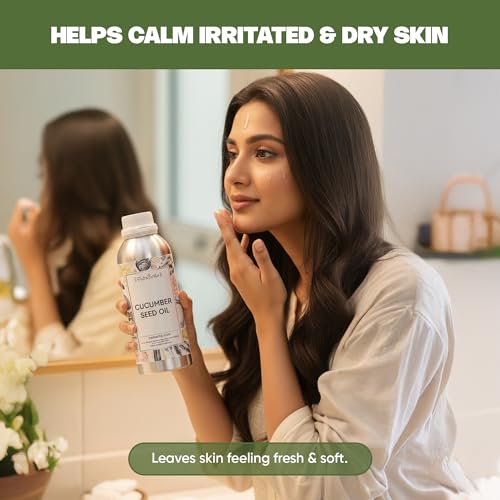 Image of VedaOils Cold Pressed Cucumber Seed Oil for Face 100ml | 100% Pure & Natural Skin Care Oil | Hydrates, Soothes, Brightens & Improves Skin Elasticity | Lightweight & Non-Greasy