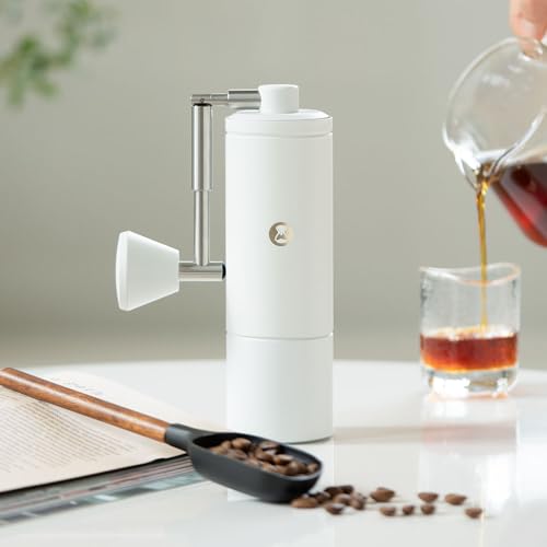Image of TIMEMORE C5 Pro Manual Coffee Grinder with S2C-042 Conical Burr, 0.031mm Precision Adjustment, Expanded Bean Container, All-Metal Portable Hand Coffee Mill for Espresso /French Press /Pour Over - White