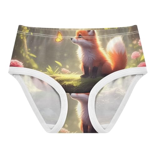 Funny Toddler Girls Underwear 2t Cotton Little Girl Panties Cute Red Fox Flower Forest Briefs Kids Undies - Main Image
