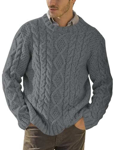 Pull en tricot pour homme vêtement chaud automne hiver col rond torsadé