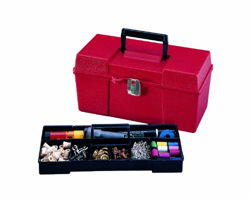 Stack-On GMR-13 13-Inch Multi-Purpose Handy Storage Box with Tote Tray, Red