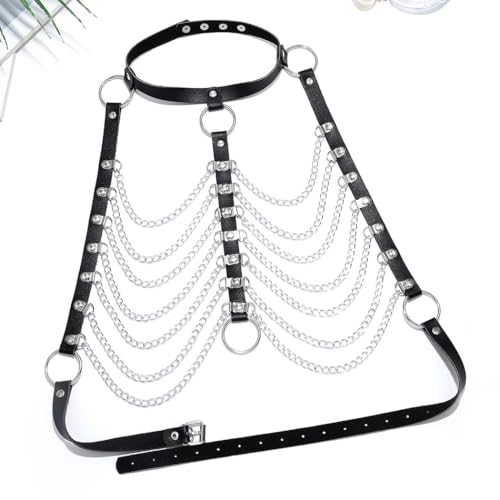 CLOACE Leather Body Chain Harness Belts Black Rave Accessories for Women2
