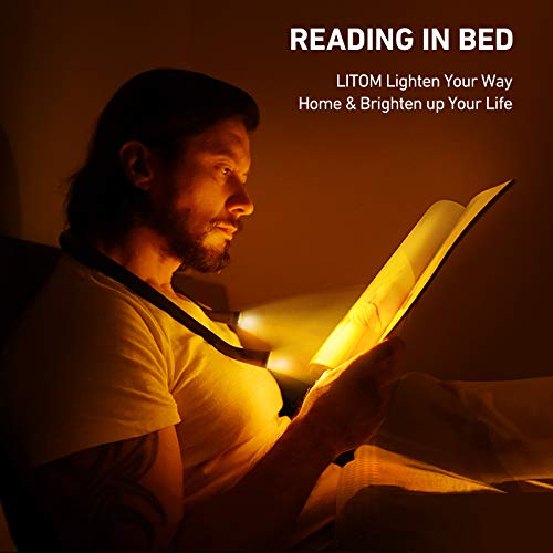 LITOM Amber Neck Light, Eye-Caring Anti-Blue Book Light 4 LED Reading Light with 3 Colors 6 Brightness, Rechargeable up to 80H for Reading in Bed, Knitting, Camping, Repairing