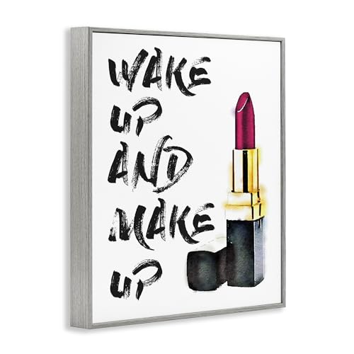 Image of 'Wake Up And Make Up'| Framed Giclee Art | Stupell Industries | Gray, 24 x 30 Inches, Easy to Hang and Sturdy, Made in USA, by Amanda Greenwood