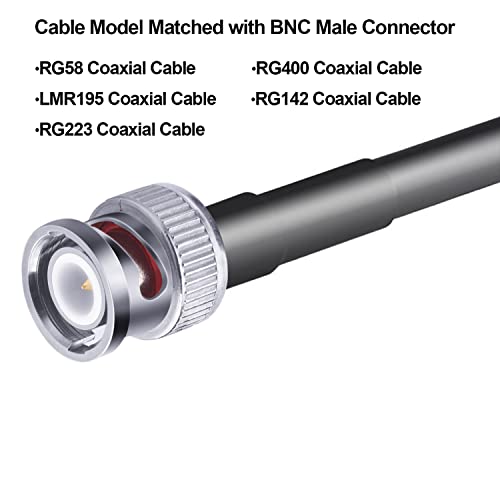 Fanbalunke BNC Male Connector 16 Pcs 50 Ohm BNC Male Plug Crimp Connector For 50 Ohm RG58 LMR195 RG142 RG223 Coaxial Cable BNC Type Solder Converter - Image 3