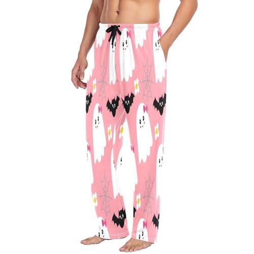 Qilmy Cute Ghosts Men's Cotton Pajama Pants, Lightweight Lounge Sleepwear with Drawstring and Pocket4