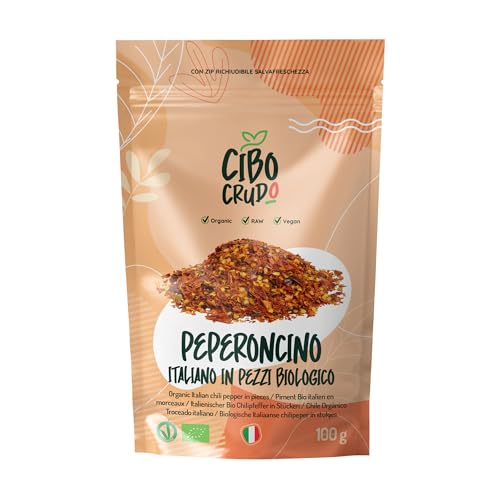 Peperoncino Italiano in Pezzi Bio - 100g. Peperoncino Secco Frantumato Piccante da Coltivazione Italiana Essiccato al Sole. Peperoncini Secchi e Piccanti.