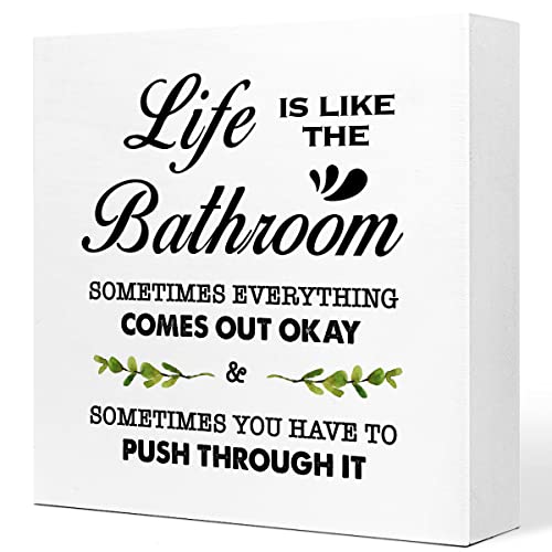Life is Like The Bathroom Wooden Box Sign Desk Decor, Bathroom Decor...