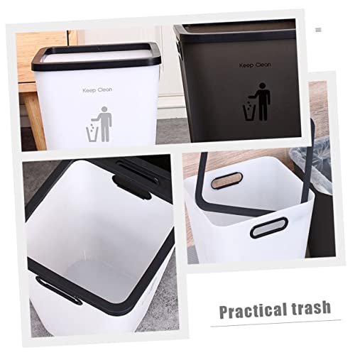 Caneca de basura plástica rectangular para hogar blanca miniatura 3