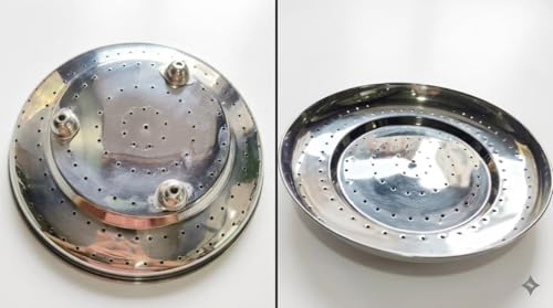 Image of Stainless Steel Chapati Basket & Bhakhri Dish, Heavy Duty Roti Serving Plate for Chapati, Bhakri, Khakhra, Naan, Paratha Puri, Rust-Resistant Indian Bread Serving Tray for Home, Kitchen & Dining Table