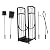 Sunnydaze Small Firewood Rack with 4-Piece Fireplace Tool Set - Includes Firewood Holder, Log Grabber, Brush, Shovel, and Poker - Black - 32" H