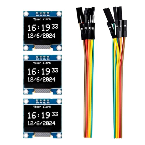 Image of ELEGOO 3PCS 0.96 Inch OLED Display Screen Module Compact Self-Luminous SSD1306 I2C Display Mini Screens for Arduino Projects (White)