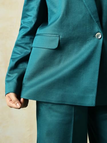 Image of High Star Women Solid Longline Length Oversized Notch Lapel Collar Full Sleeve Blazer