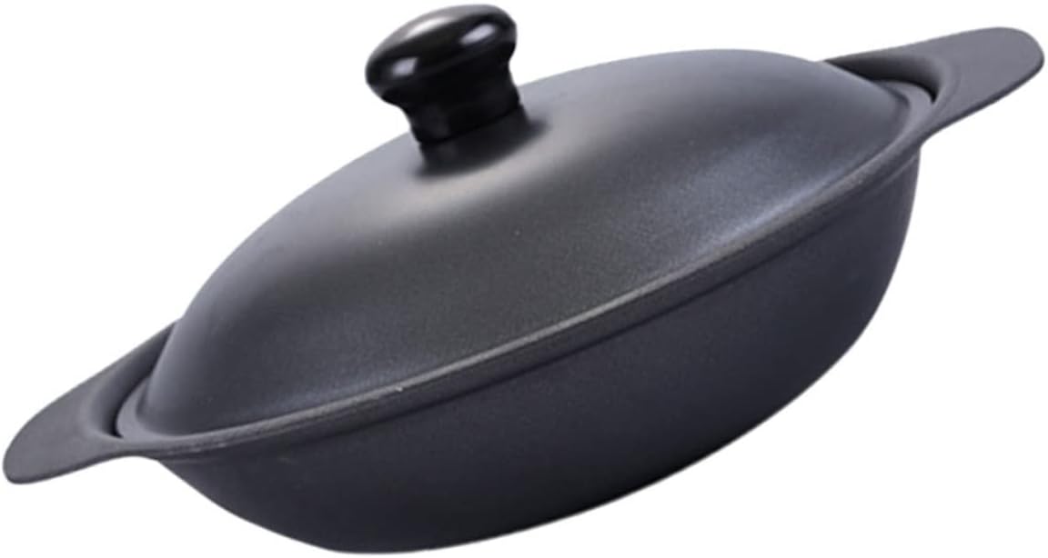 Iron Casserole for Home Cooking Non-stick Soup Pot Flat Bottom for Stews and Casseroles Burn-resistant Cast Iron Design