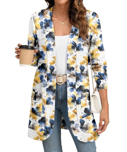 Image of YSYOKOW Cardigan Sweaters for Women Long Sleeve Open Front with Pockets | Long Cardigans for Women Lightweight Soft Casual Dressy Loose Fit Cardigan Sweater with Pockets for Work and Office