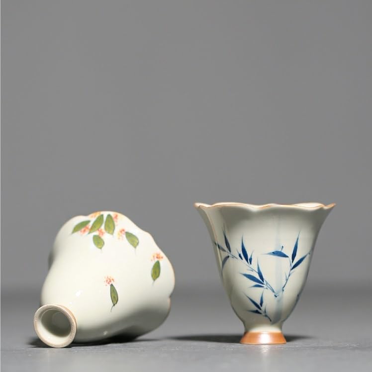 Filiżanki Matcha w stylu chińskim, ręcznie malowany kubek zapachowy z kwiatowymi ustami, dla gości rozrywkowych, biurowy kubek do kawy, damski kubek do herbaty, ceramiczny podszkliwny kolorowy