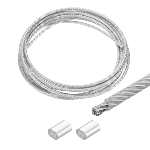 MECCANIXITY 16Ft(5M) Wire Rope 304 Stainless Steel Cable 5/32