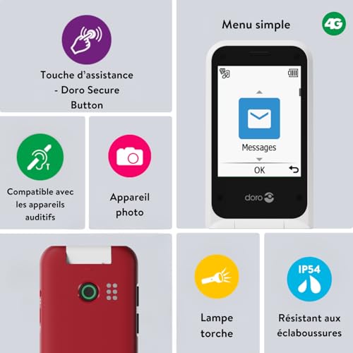 Téléphone senior grand écran Doro Leva E22 4G avec son fort - 3