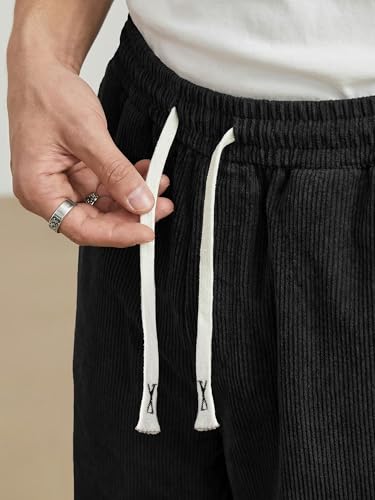 Image of JMIERR Mens Corduroy Pants Wide Leg Baggy Sweatpants | Loose Fit Joggers, Elastic Waist Drawstring, Casual Sweatpants, Vintage Pants, Fall Winter Fashion, Streetwear