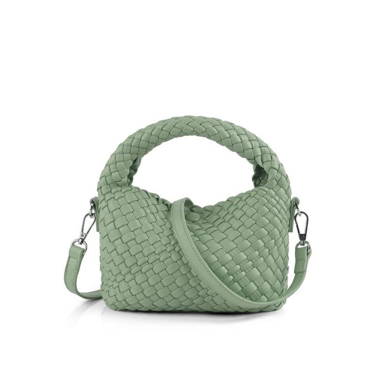 Image of Woven Crossbody Bag Small Tote Cute Purse for Women,Top Handle Handbag Pu Leather Shoulderbag with Detachable Strap