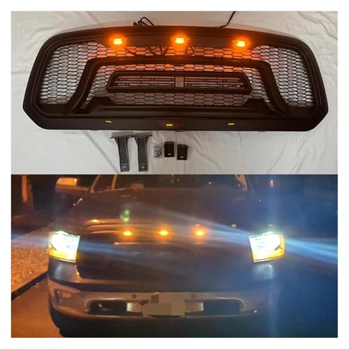 Calandre de course Dodge Ram 1500 2013-18 masque pare-chocs avec LED ambre noir ABS