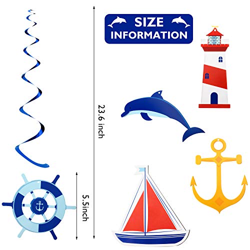 WILLBOND 20 Pieces Nautical Hanging Swirl Cruise Ship Anchor Nautical Sailor Theme Party Decorations for Birthday Baby Shower Bachelorette Party Supplies