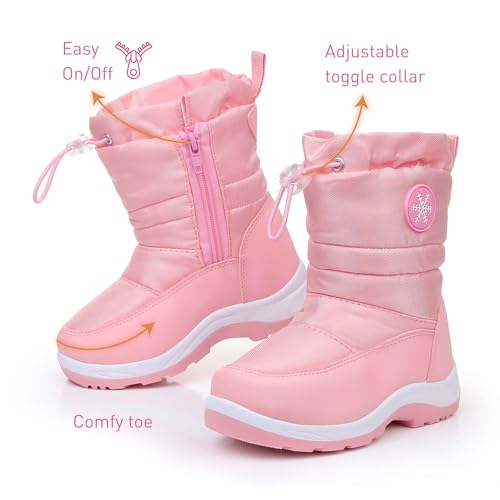 Ahannie Boys Girls Snow Boots Toddler Kids Winter Boots Water Resistant Warm Side Zipper Shoes(Toddler/Little Kid)4