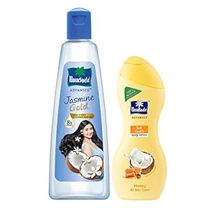 Parachute Advansed Jasmine Gold Non-Sticky Coconut Hair Oil with 8x Vitamin E For Super Shiny Hair, 500ml & Soft Touch…