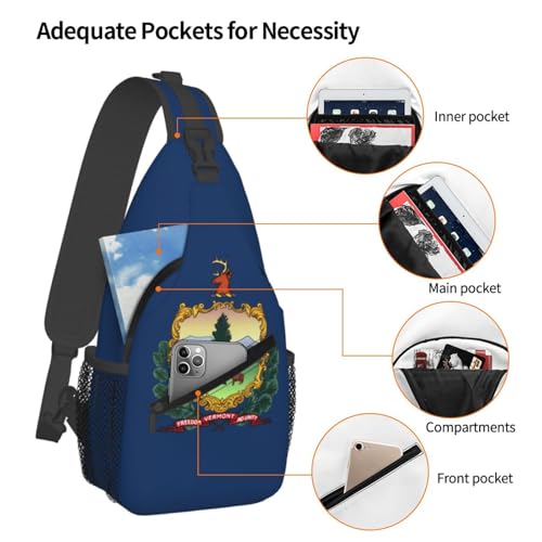 Mochila unisex tipo bandolera con diseño de bandera de Vermont miniatura 4