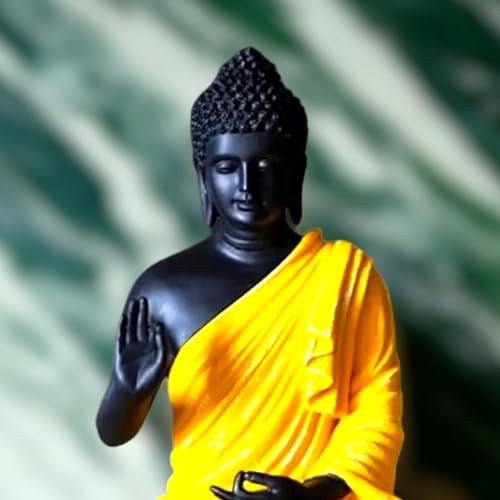 Image of Beautiful Sitting Buddha Idol Statue for Home & Garden Living Room | Healing Spirit Blessing Buddha Statue - 15 Inch Size (Black)