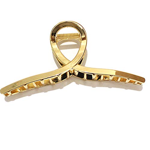 Big Hair Claw Clips Stainless Steel Strong Hold Hair Clips for Women(Gold)