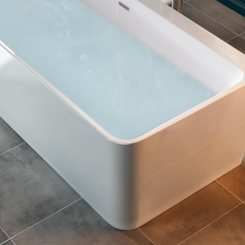 Image of Empava 67 inch Freestanding Bathtub, Back to Wall Soaking Tub | Luxury Acrylic Stand Alone Tub Included Overflow and Drain for Bathroom, Glossy White,cUPC Certified