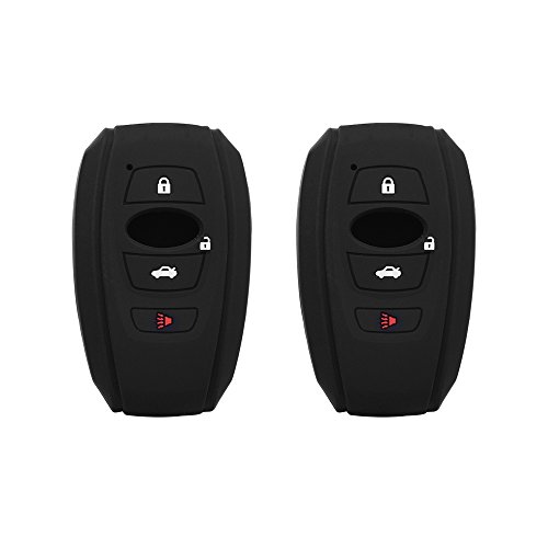 Fontic Set of 2 Black Rubber Silicone Smart Key Fob Remote Cover Case Holder Protectors for 2016 2017 Subaru Forester Sti 2017 Outback 2015 2016 XV Crosstrek Impreza 2014-2017 BRZ 2016 WRX