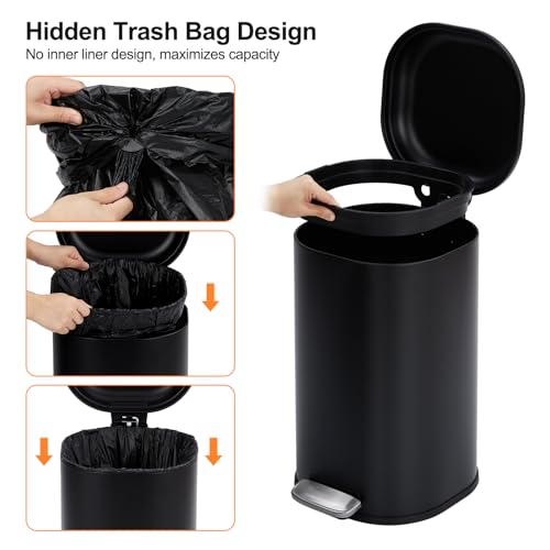 Caneca de basura de acero inoxidable 30L con pedal y tapa suave miniatura 2