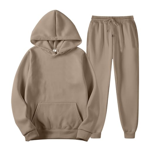 Sweat à capuche pour femme avec pantalon marron en peluche taille L