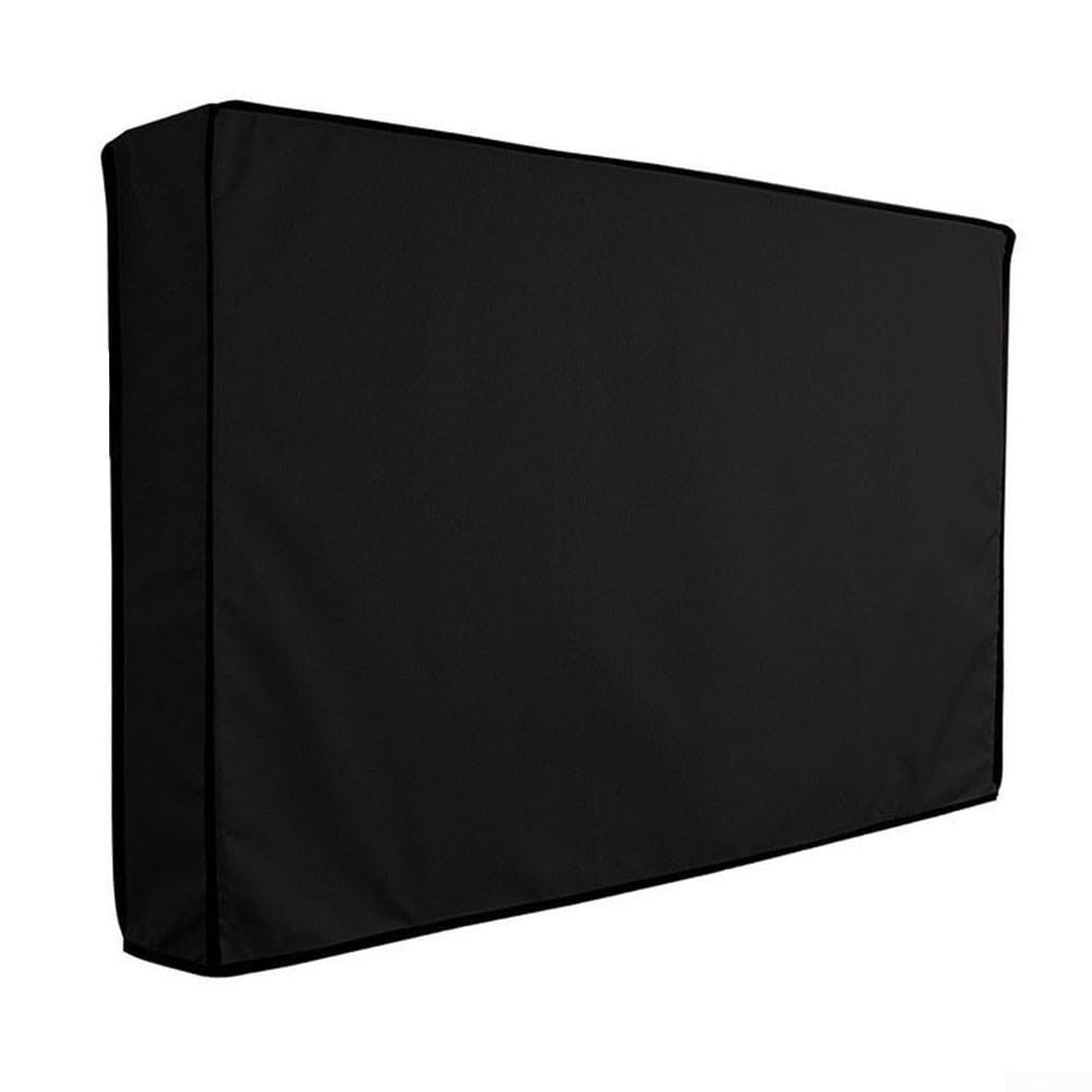 Copertura per televisore 600D, impermeabile, resistente ai raggi UV, resistente, per schermo piatto, con tasca per telecomando, colore nero (55-61 cm)