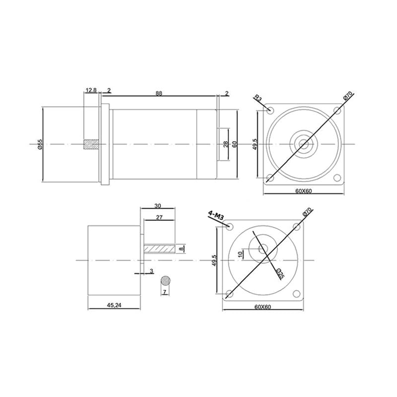 2D15GN DC Gear Motor 15W Brushed Miniature 24V12 Permanent Magnet Low Speed 1Pcs(12V+24V【3K-700R/1066R】)
