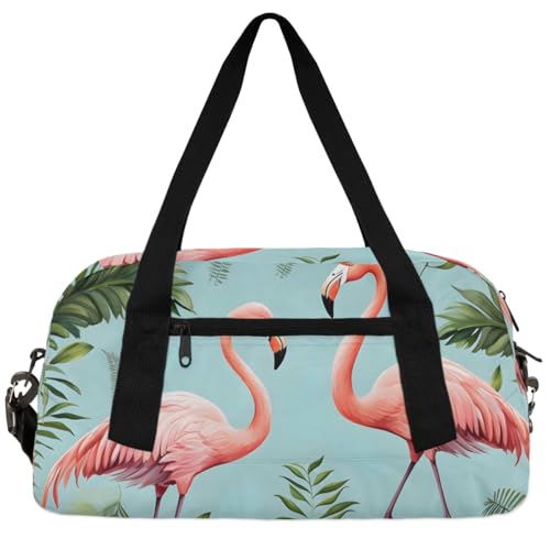 Palm Flamingo Kids Duffle Bag Boys Girls Small Sport Dance Gym Bag for Overnight Travel Weekender Carry On