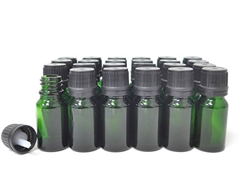 ljdeals 10ml Green Essential Oil Bottle with Euro Dropper Black Cap Glass Bottles Pack of 24