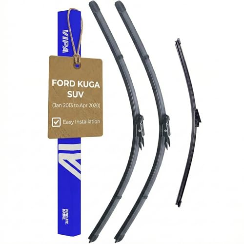 Vipa Car Parts Premium Wiper Blade Set | fits: FORD KUGA SUV (Jan 2013 to Apr 2020) | All-Weather Performance | Durable, Streak-Free Windshield Wipers | Easy Installation
