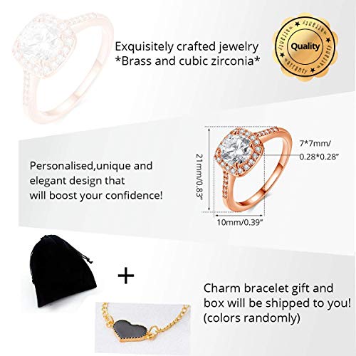 Women's CZ Crystal Square Engagement Rings Best Promise Rings Wedding Bands for Women KR002-2D3