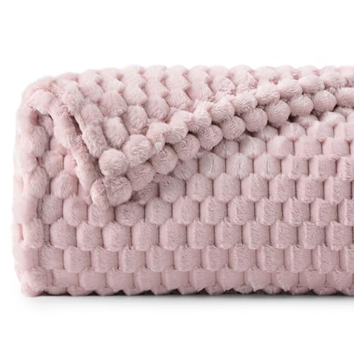 Image of BEDELITE Lotus Pink Twin Blanket for Couch, Soft Cozy Gift for Women, 60*80 | 3D Jacquard Decorative Fleece Blanket, Super Soft Plush Throws, Cute Birthday Gift for Women & Men, Suitable for All Seasons