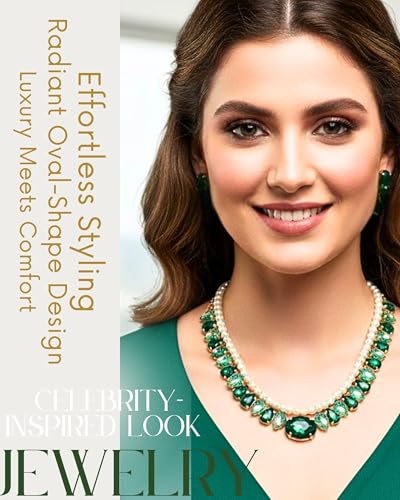 Image of Mansiyaorange Statement AD CZ American Diamond Cubic Zerconia Pearl Necklace Set | Gold Plated Chunky Fashion Jewelry for Women & Girls