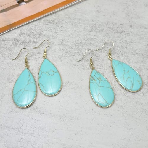 Turquoise Earrings, Gold Dangle Earrings for Women, Boho Earrings for Womens Western Jewelry, December Birthstone Earrings for Her3